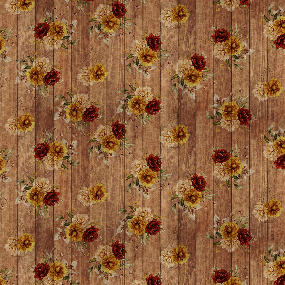 Toalha plástico de mesa térmica - FLORAL BRANCO MADEIRADO