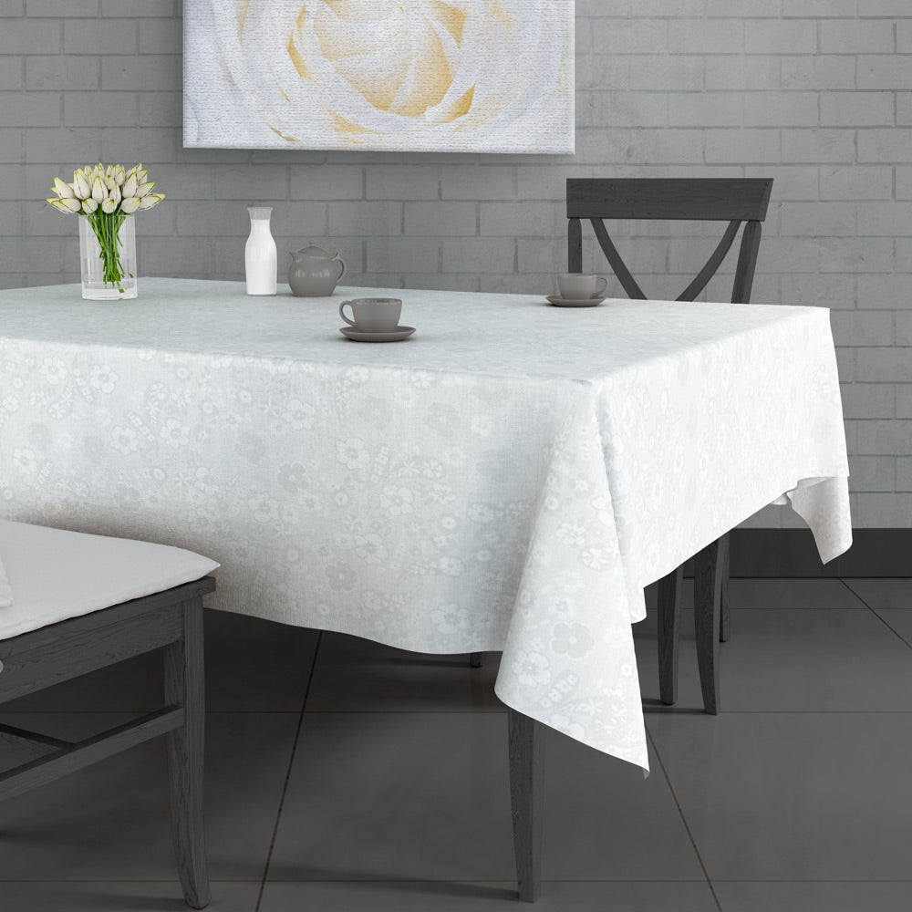 Toalha plástico de mesa térmica - FLORAL BRANCO