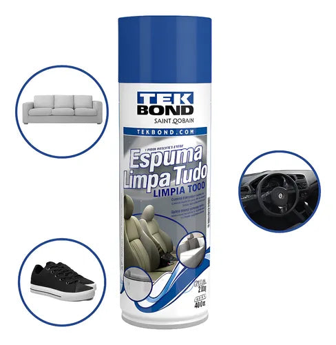Espuma Spray Aerossol Limpa Tudo Estofados 400ml Tek Bond