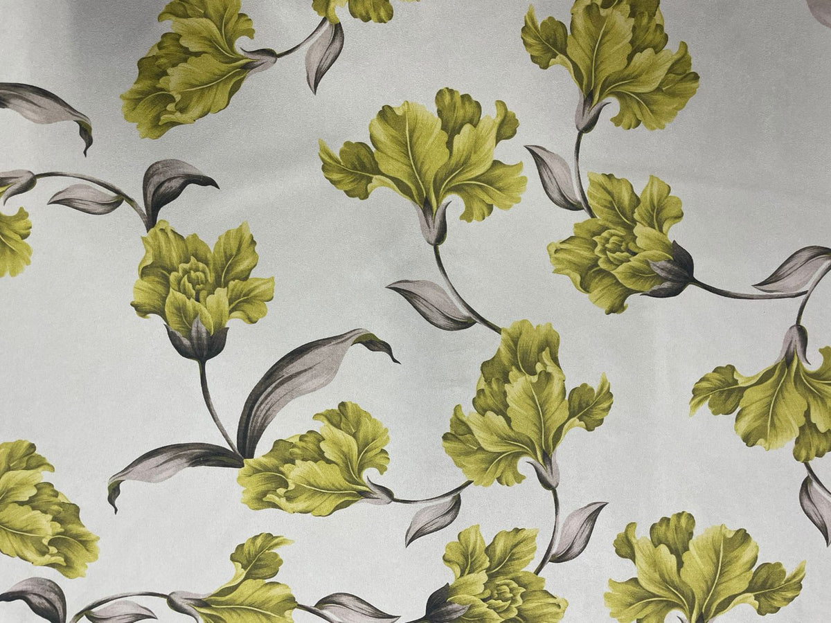 TECIDO SUEDE DESENHO FLORES VERDE COR 11